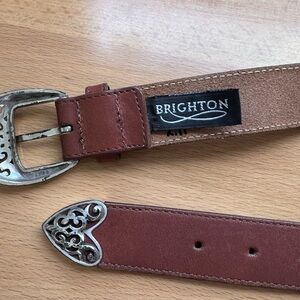Brighton Brown Leather Belt with Silver Details 35 in